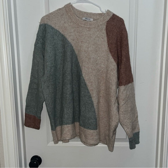 Madewell Cedarbrook Pullover Sweater Brown/green Colorblock Size 1X Wool Blend - Picture 1 of 5